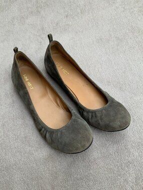 Nine West O-Carmen Greenish Taupe Suede Ballet Flats